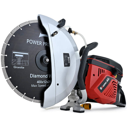 BAUMR-AG 400mm Professional Concrete Demolition Saw 94cc 2-Stroke, Wet and Dry Demo Cutting, 16" Diamond Blade, Anti-Vibration System
