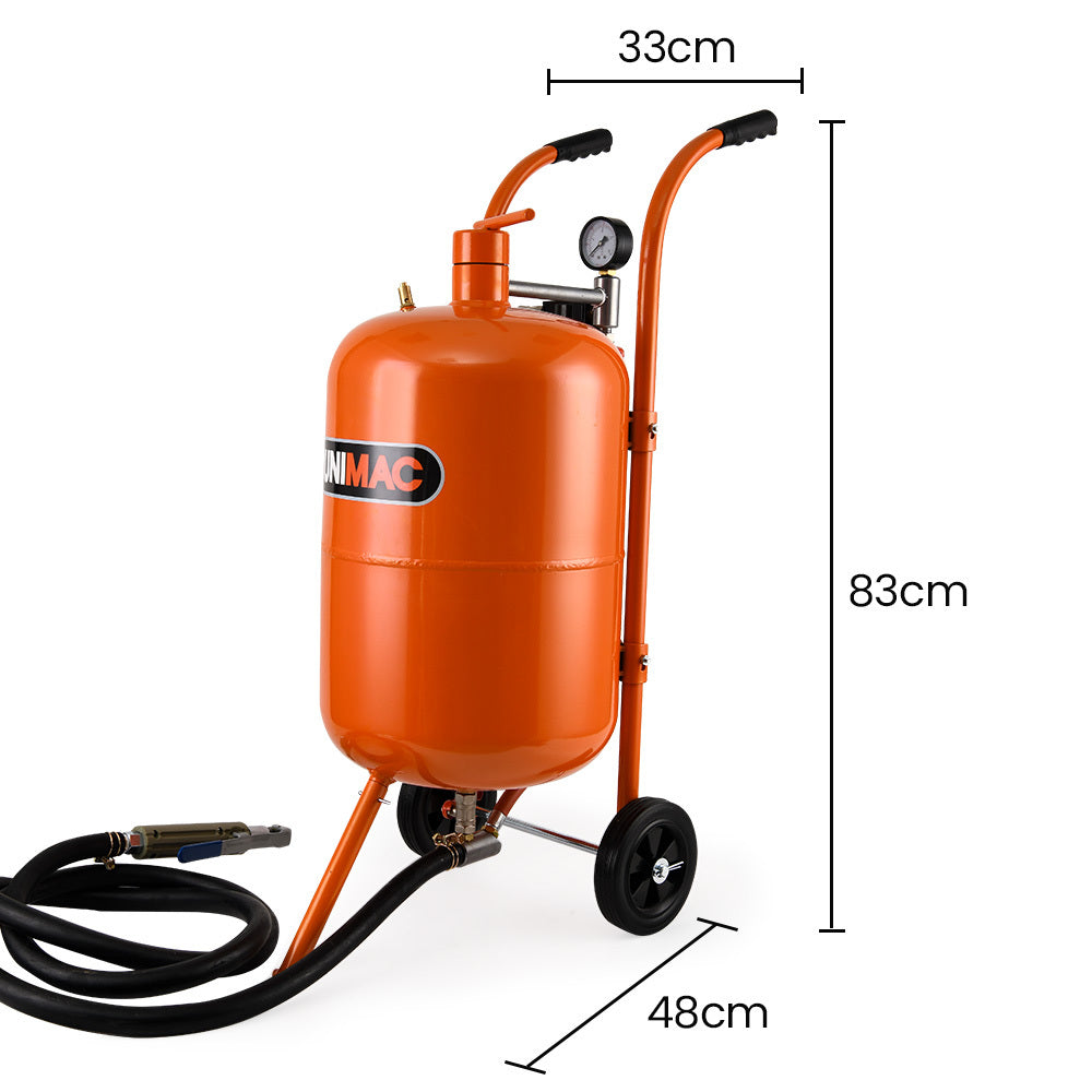 38L Sandblasting Tank, Pressurised Design with Sandblast Gun Set with Hose
