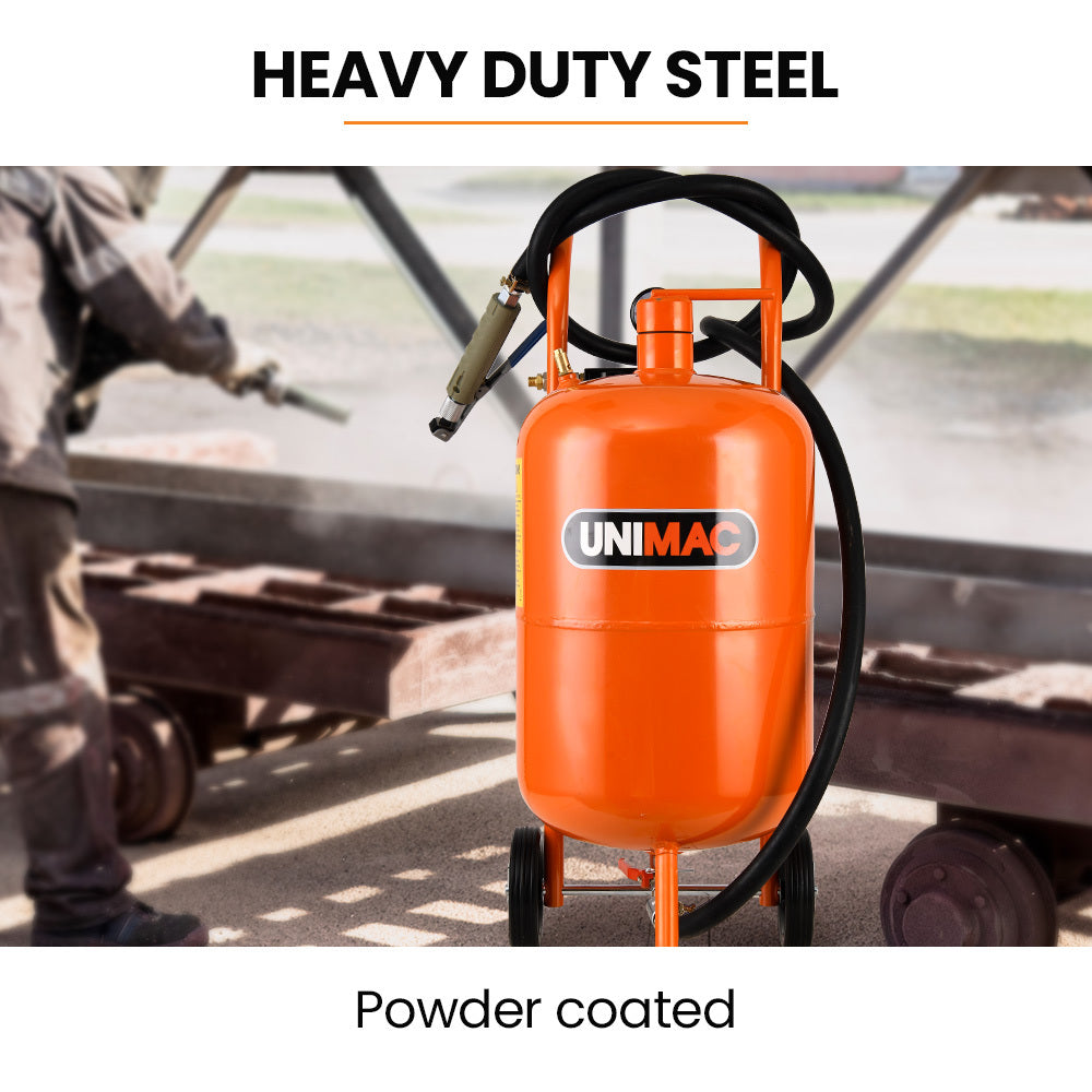 38L Sandblasting Tank, Pressurised Design with Sandblast Gun Set with Hose