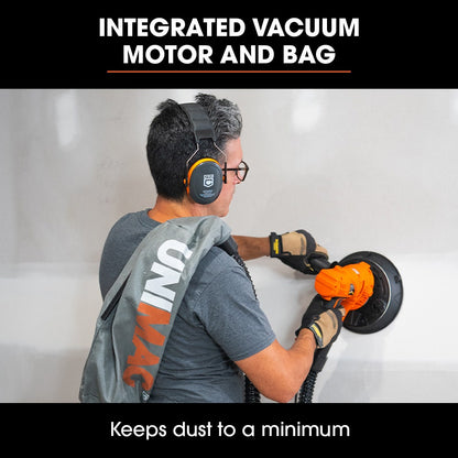 180mm 850W Handheld Drywall Sander, Electric Dry Wall Sanding Machine, with Automatic Vacuum System, LED Worklight, 6x Sanding Discs