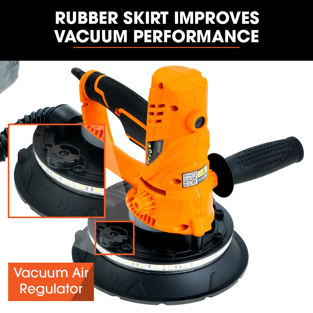 180mm 850W Handheld Drywall Sander, Electric Dry Wall Sanding Machine, with Automatic Vacuum System, LED Worklight, 6x Sanding Discs