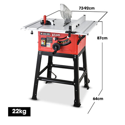 Baumr-AG 2000W 254mm Corded Table Saw with Stand, Extendable, Laser Guide
