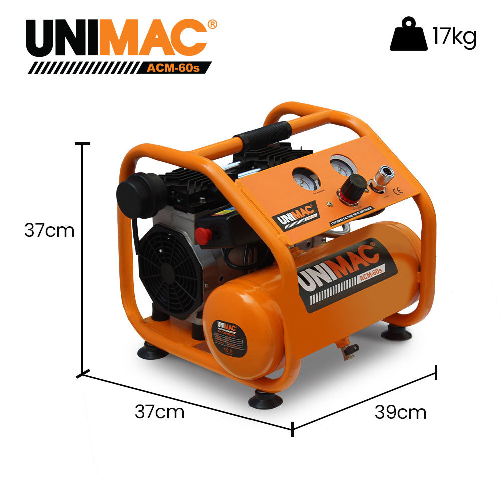 1.5HP 6L Silent Oil-Free Portable Electric Air Compressor, for Airtools, Tyre Inflation