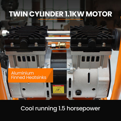 1.5HP 6L Silent Oil-Free Portable Electric Air Compressor, for Airtools, Tyre Inflation