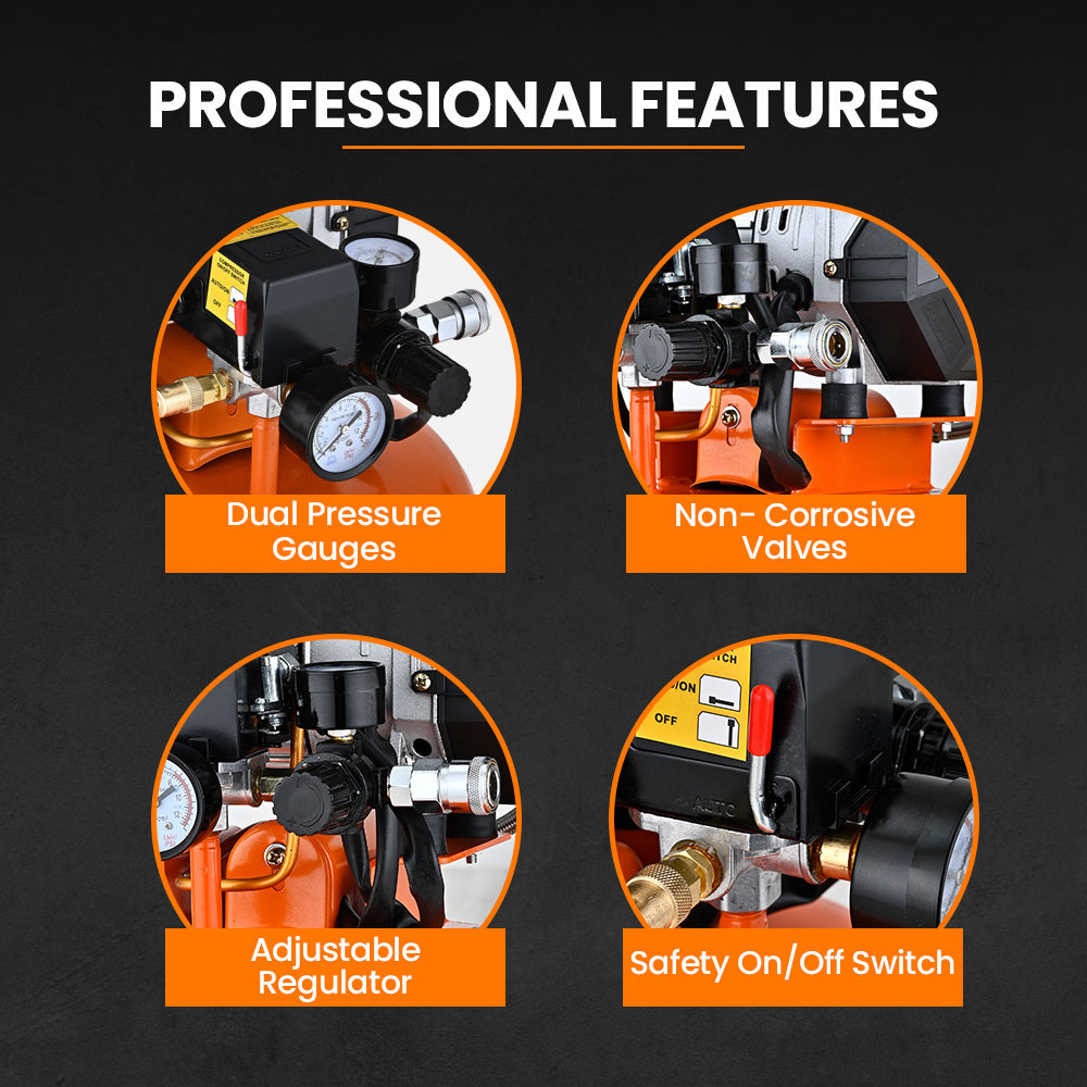 5L Pancake Air Compressor, 116PSI Portable Silent Oil-Free Electric, for Airtools Tyre Inflation
