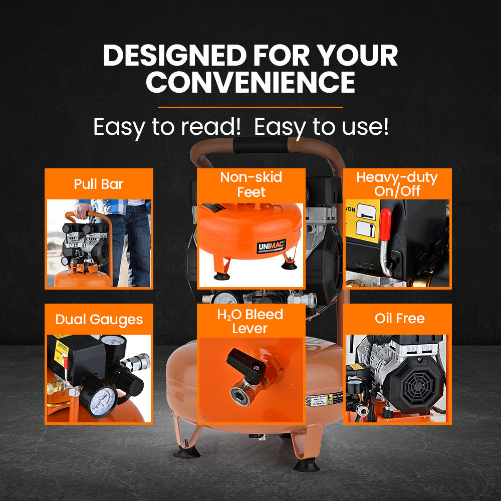 5L Pancake Air Compressor, 116PSI Portable Silent Oil-Free Electric, for Airtools Tyre Inflation