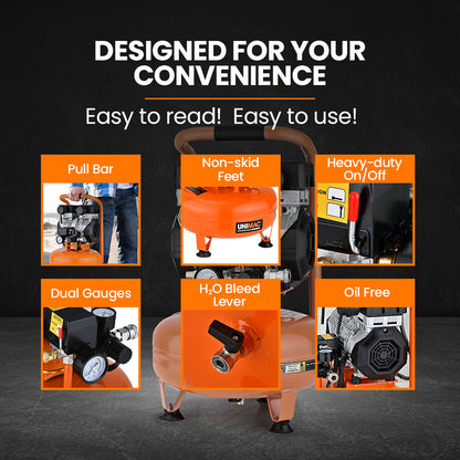 5L Pancake Air Compressor, 116PSI Portable Silent Oil-Free Electric, for Airtools Tyre Inflation