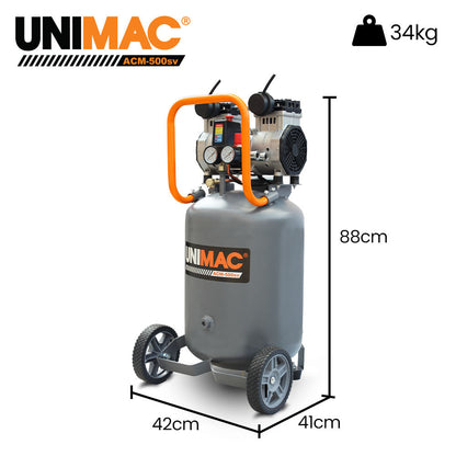 2HP 50L Silent Oil-Free Portable Electric Air Compressor, Vertical, for Airtools, Tyre Inflation