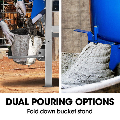 BAUMR-AG 120L Forced Action Pan Mixer, 1500W Electric Direct Drive Motor, Heavy-Duty Frame, for Mortar Screed Resin Cement, 10 Inch Solid Rubber Wheels