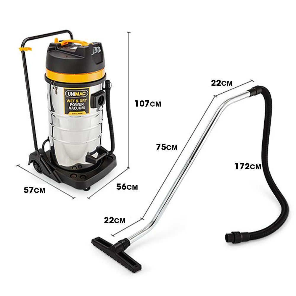 100L 2400W Wet and Dry Vacuum Cleaner, Heavy-Duty Dual Copper Motors