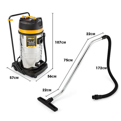 100L 2400W Wet and Dry Vacuum Cleaner, Heavy-Duty Dual Copper Motors