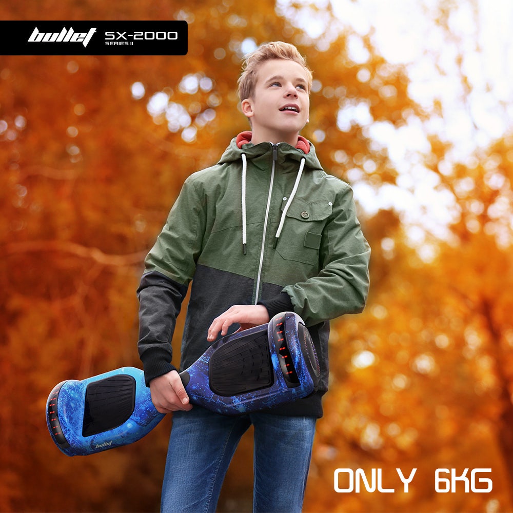 BULLET SX-2000 Hoverboard Scooter, 500W Brushless, Superior Self Balancing System, UL Certified, LED Lights, Blue Galaxy
