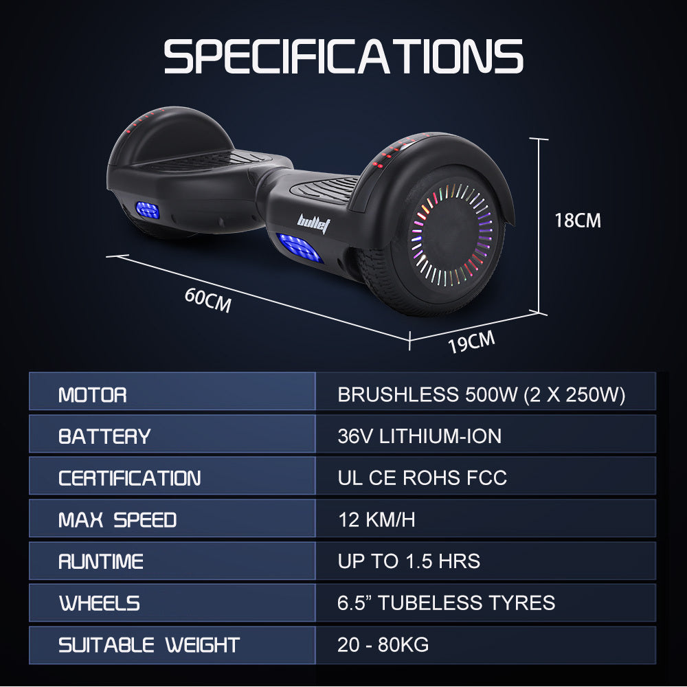 Bullet SX-2000 Hoverboard Scooter-500W-Black