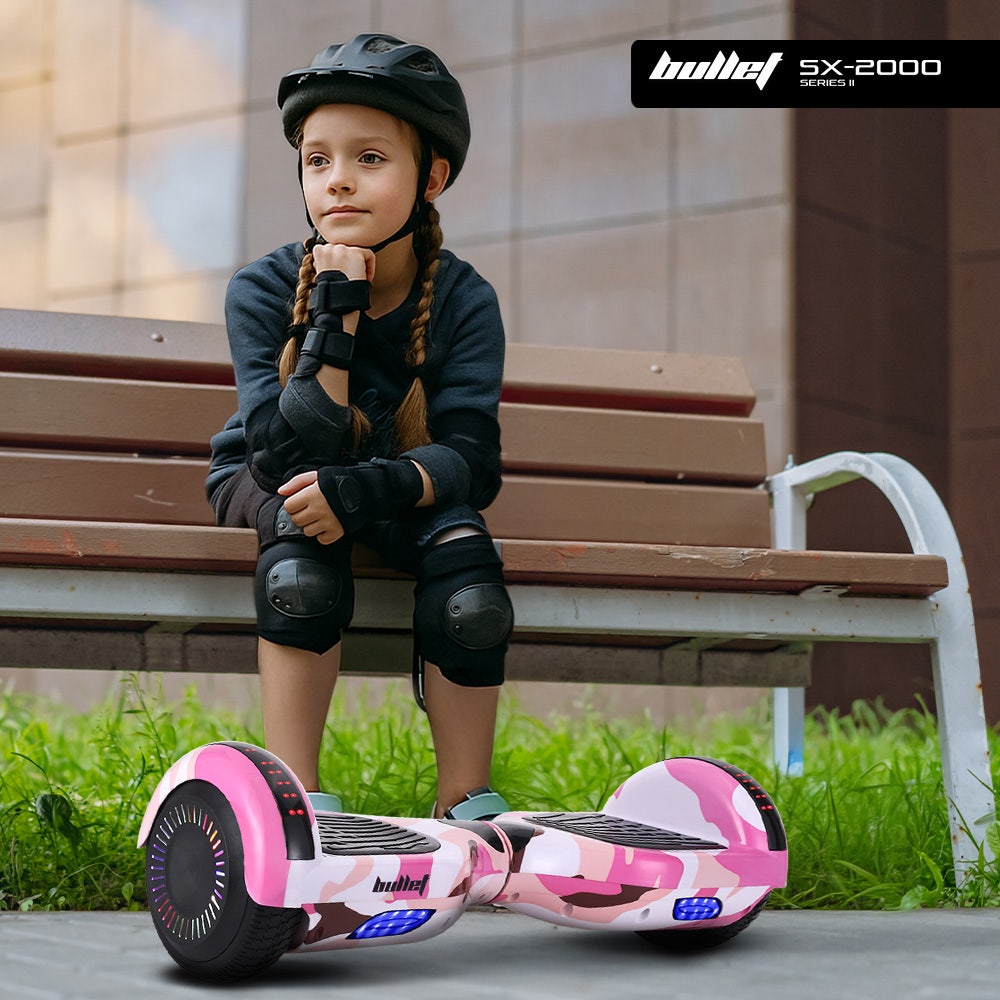 BULLET SX-2000 Hoverboard Scooter, 500W Brushless, Superior Self Balancing System, UL Certified, LED Lights, Pink Camo