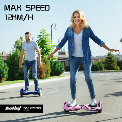 BULLET SX-2000 Hoverboard Scooter, 500W Brushless, Superior Self Balancing System, UL Certified, LED Lights, Pink Camo
