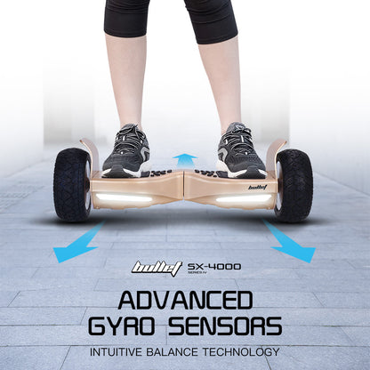 BULLET SX-4000 Hoverboard Scooter, 8.5" Wheels, 700W Brushless, Superior Self Balancing System, UL Certified, LED Lights, Carry Bag, Bronze