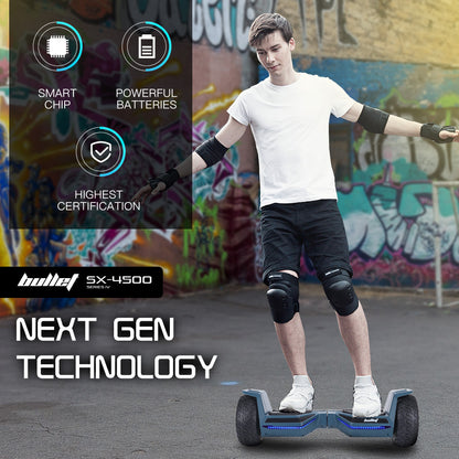 Bullet SX-4500 Hoverboard Scooter, 8.5" Wheels, 700W Brushless, Superior Self Balancing System, UL Certified, LED Lights, Carry Bag, Navy Blue