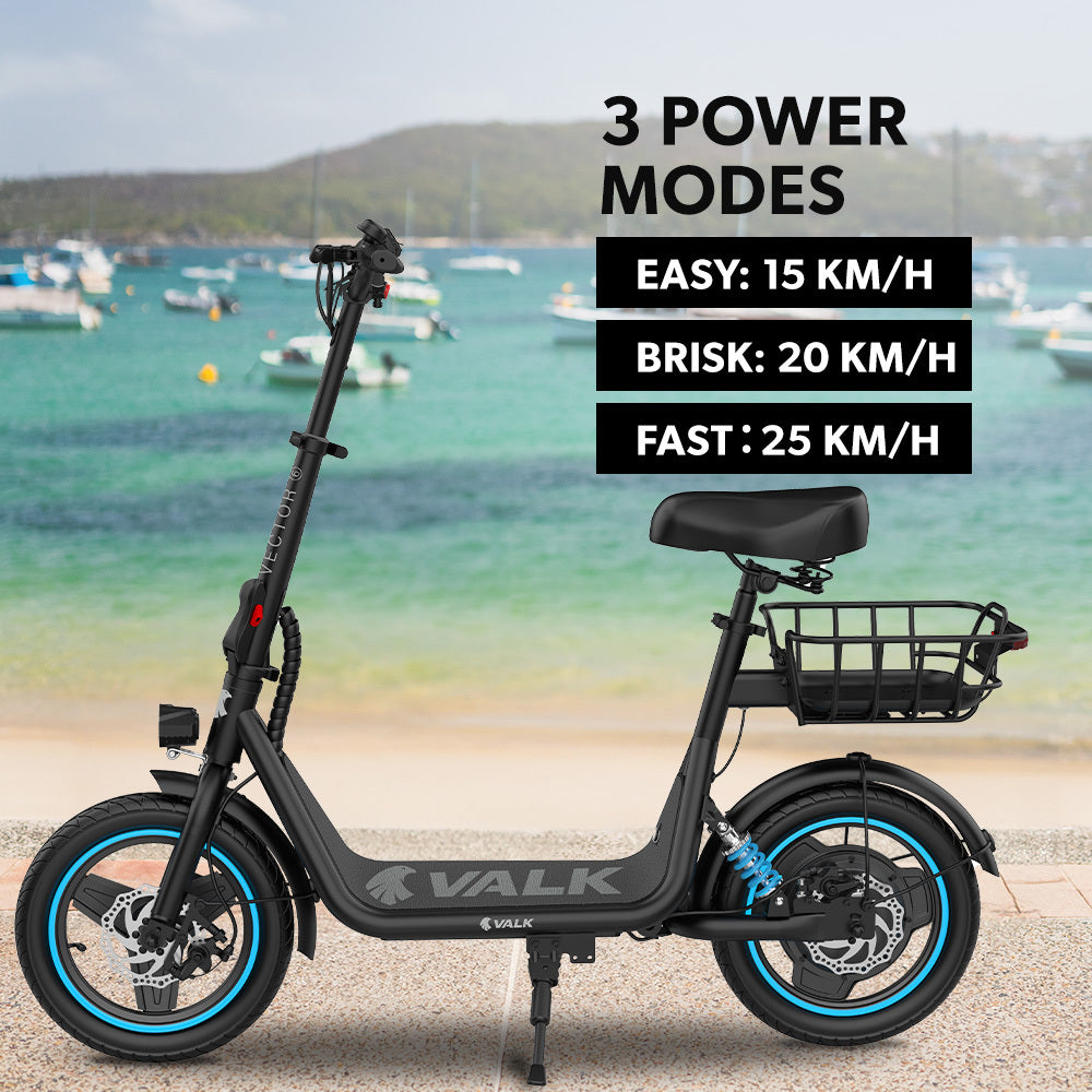 VALK Electric Scooter with Seat 30km Range Disc brakes 14" Tyres