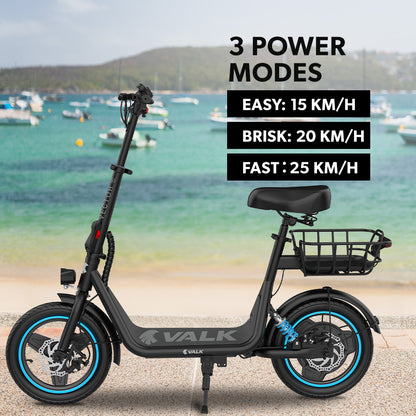 VALK Electric Scooter with Seat 30km Range Disc brakes 14" Tyres