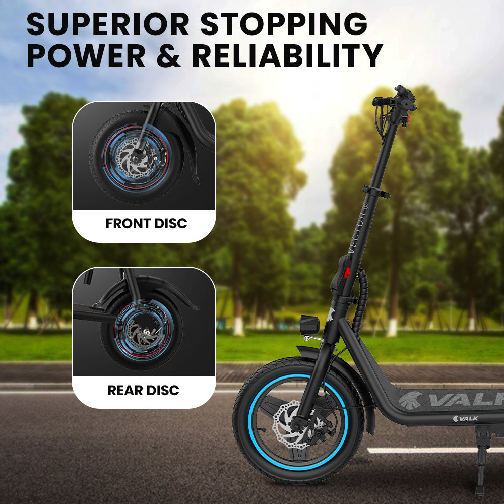 VALK Electric Scooter with Seat 30km Range Disc brakes 14" Tyres