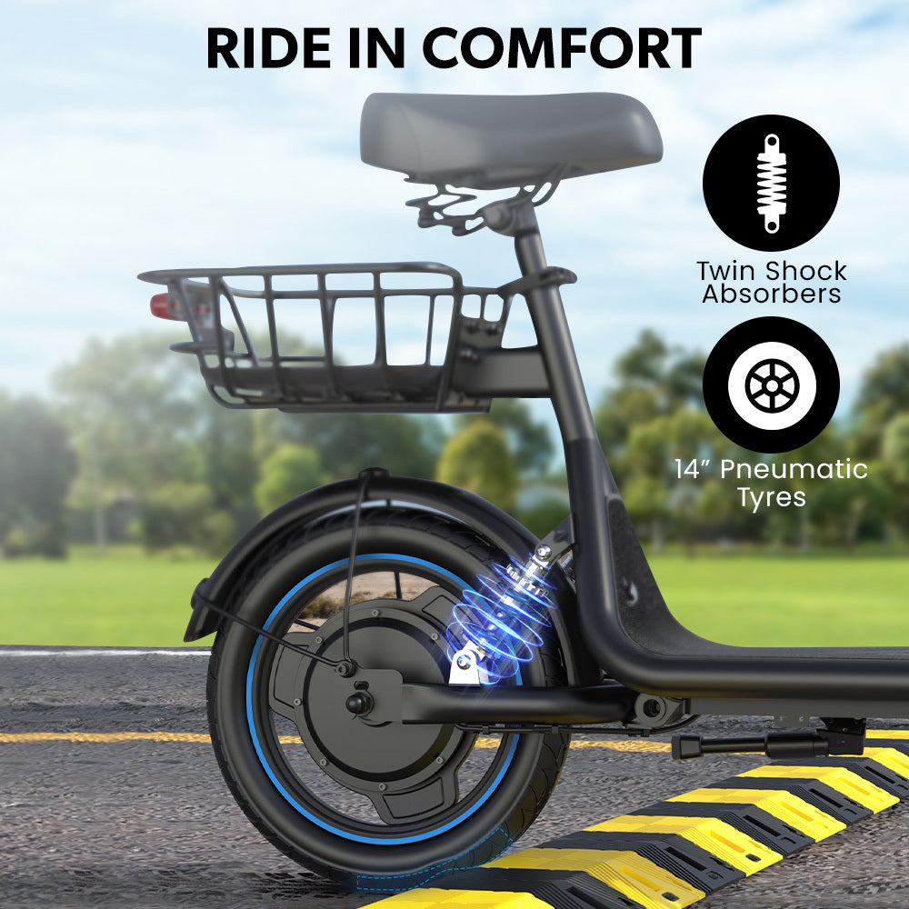 VALK Electric Scooter with Seat 30km Range Disc brakes 14" Tyres