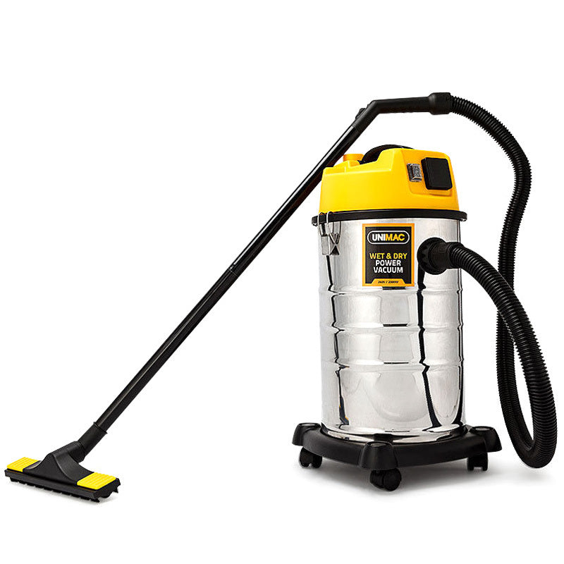 Yellow and black vacuum cleaner on a white background
