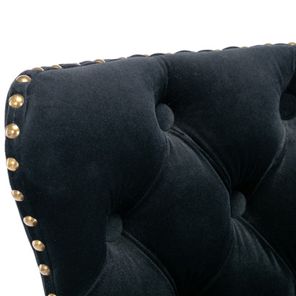 4x Height Adjustable Swivel Bar Stool Velvet Nailhead Barstool with Footrest Black