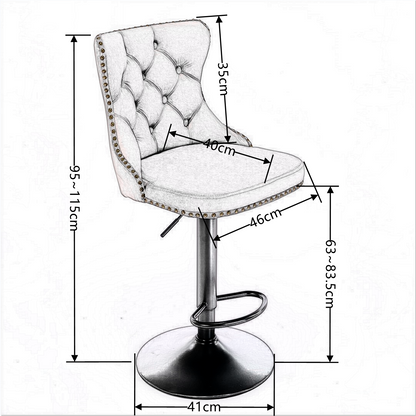 4x Height Adjustable Swivel Bar Stool Velvet Nailhead Barstool with Footrest Black