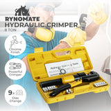 RYNOMATE 8 Ton Hydraulic Crimping Tool with 9 Dies( Yellow) RNM-HTL-100-SL