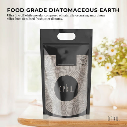Orku 5Kg Fine Diatomaceous Earth - Food Grade FCC Fossil Shell Flour Powder