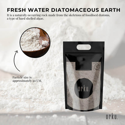 Orku 5Kg Fine Diatomaceous Earth - Food Grade FCC Fossil Shell Flour Powder