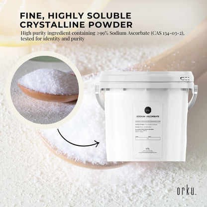 5Kg Sodium Ascorbate Powder Tub - Vitamin C Buffered Pharmaceutical Ascorbic Acid