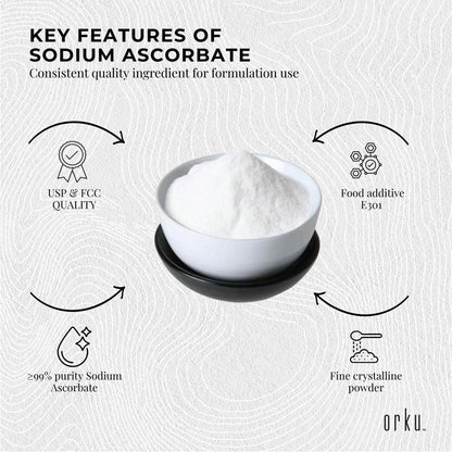 5Kg Sodium Ascorbate Powder Tub - Vitamin C Buffered Pharmaceutical Ascorbic Acid