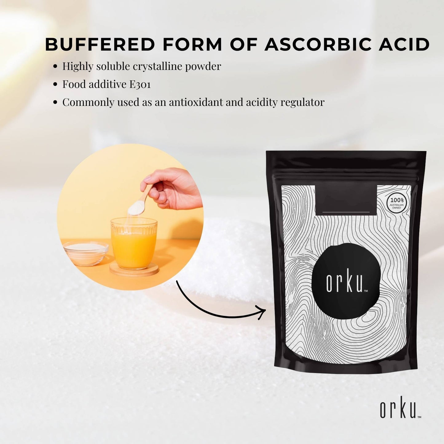 2Kg Sodium Ascorbate Powder - Vitamin C Buffered Pharmaceutical Ascorbic Acid