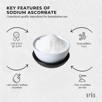 2Kg Sodium Ascorbate Powder - Vitamin C Buffered Pharmaceutical Ascorbic Acid