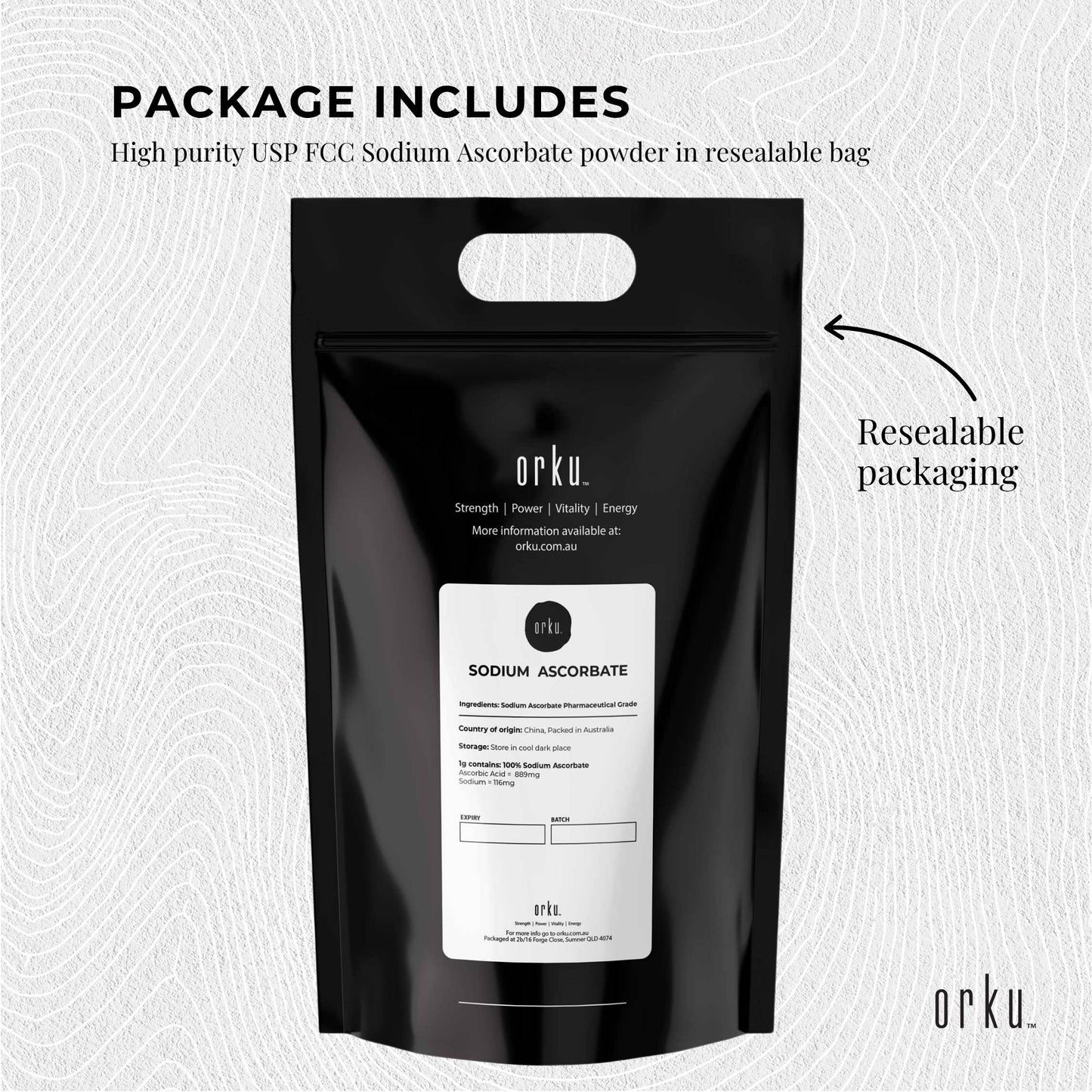 10Kg Sodium Ascorbate Powder - Vitamin C Buffered Pharmaceutical Ascorbic Acid