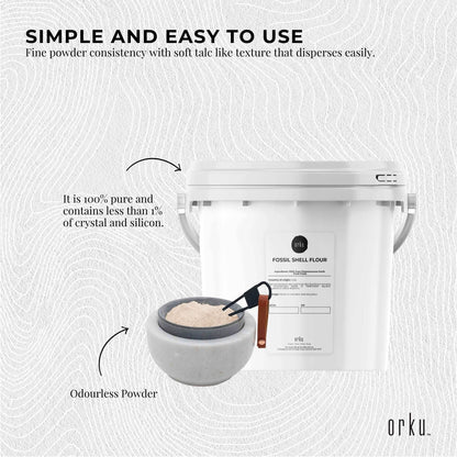 Orku 1.4Kg Fine Diatomaceous Earth Tub - Food Grade Fossil Shell Flour Powder