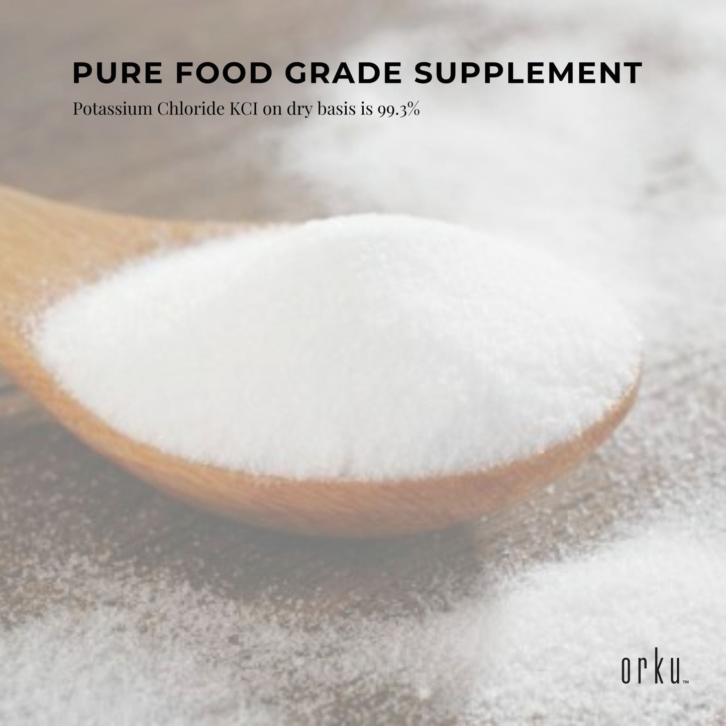 Orku 5Kg Potassium Chloride Powder (KCl) - Food Grade E508 Salt Substitute