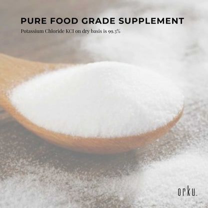 Orku 1.3Kg Potassium Chloride Powder (KCl) Tub - Food Grade E508 Salt Substitute