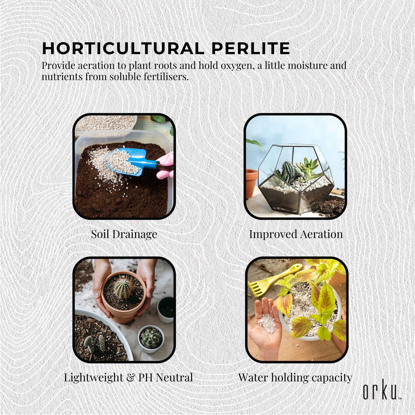 Orku 10L Perlite Coarse Premium Soil Expanded Medium Plants Hydroponics