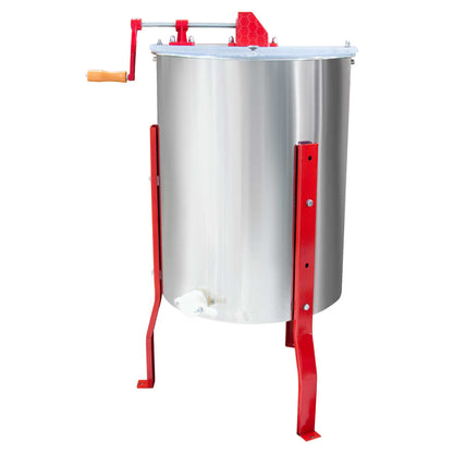 Metal bee hive with red frame on a white background
