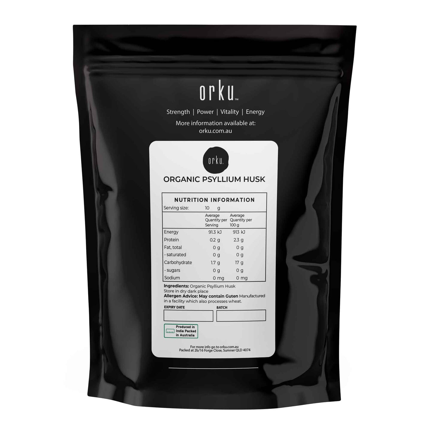 100g Organic Psyllium Husk - Bag Isabgol Ispaghula Natural Fibre Source
