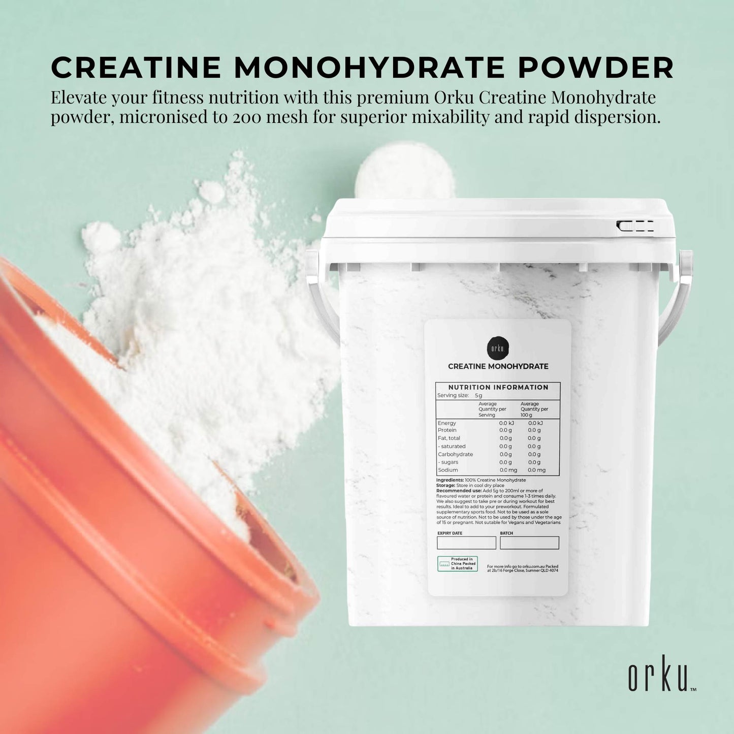 800g Creatine Monohydrate Powder - Micronised Pure Protein Supplement Bucket
