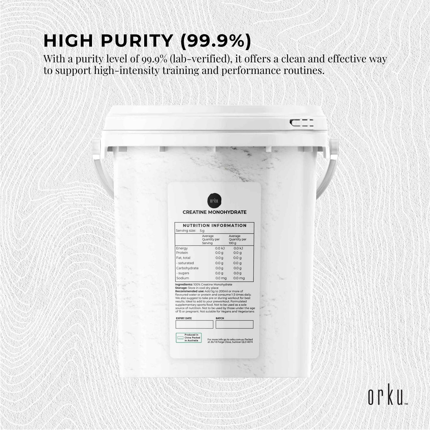 800g Creatine Monohydrate Powder - Micronised Pure Protein Supplement Bucket