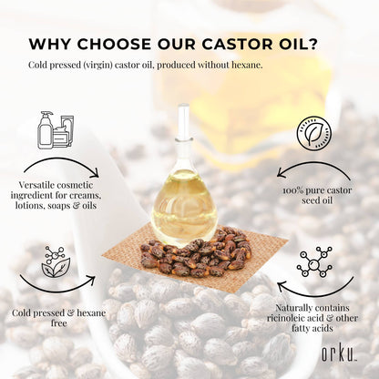 Orku 100ml Castor Oil - Hexane Free Cold Pressed Virgin