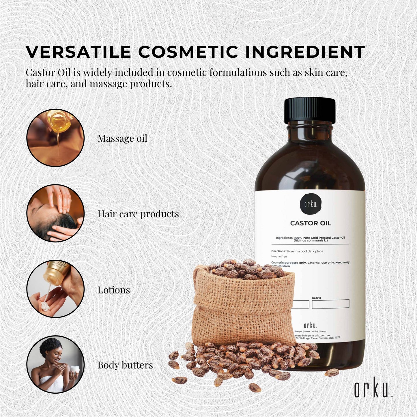 Orku 1.5L Organic Castor Oil - Hexane Free Cold Pressed