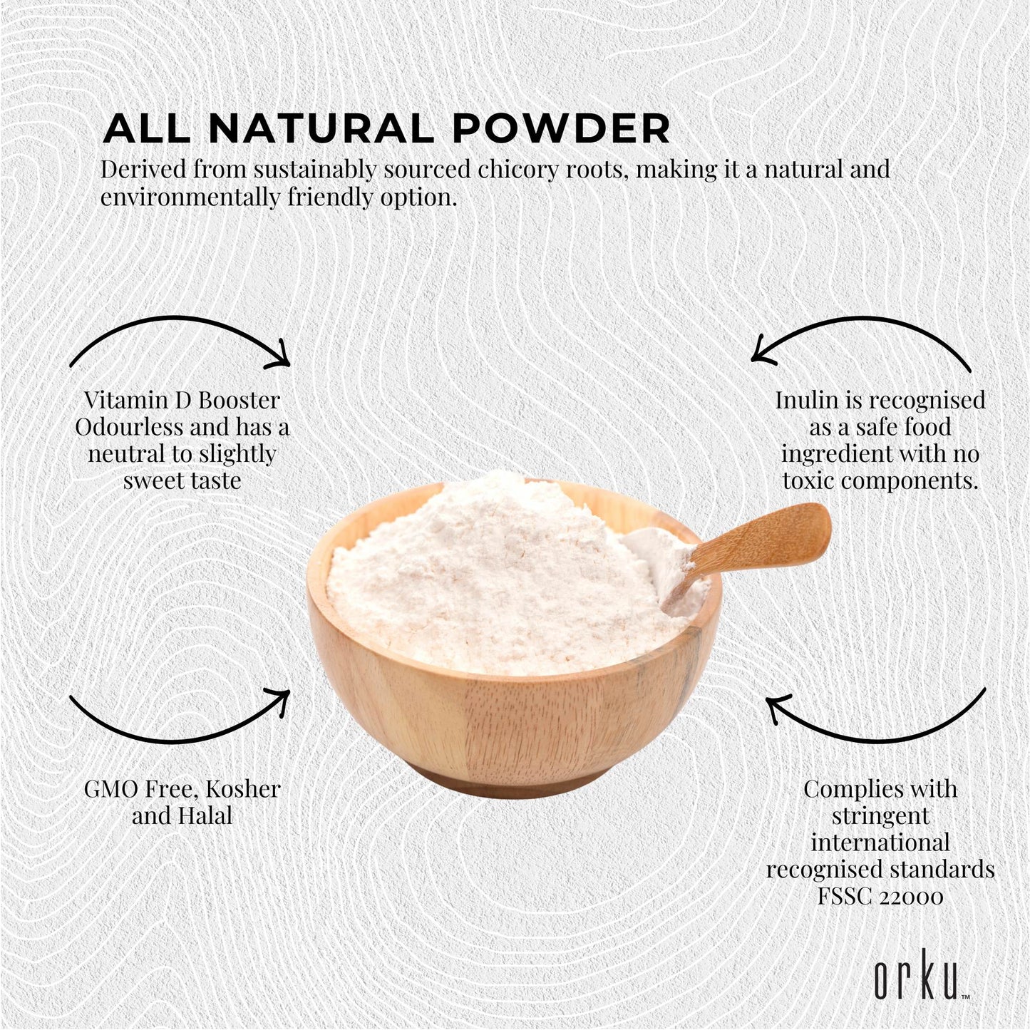 Orku 400g Chicory Root Inulin Powder - Natural Prebiotic Unflavoured Supplement