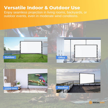 120” Portable Movie Projector Screen - Outdoor Indoor 16:9 4K Tripod Stand Case