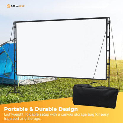 120” Portable Movie Projector Screen - Outdoor Indoor 16:9 4K Tripod Stand Case