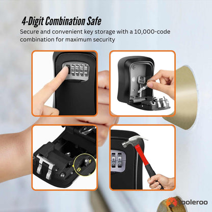 Tooleroo Wall Mount Key Lock Box – 4-Digit Safe Weatherproof Secure Storage